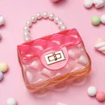 A cute transparent jelly bag suitable for girls, both portable and diagonal Coral