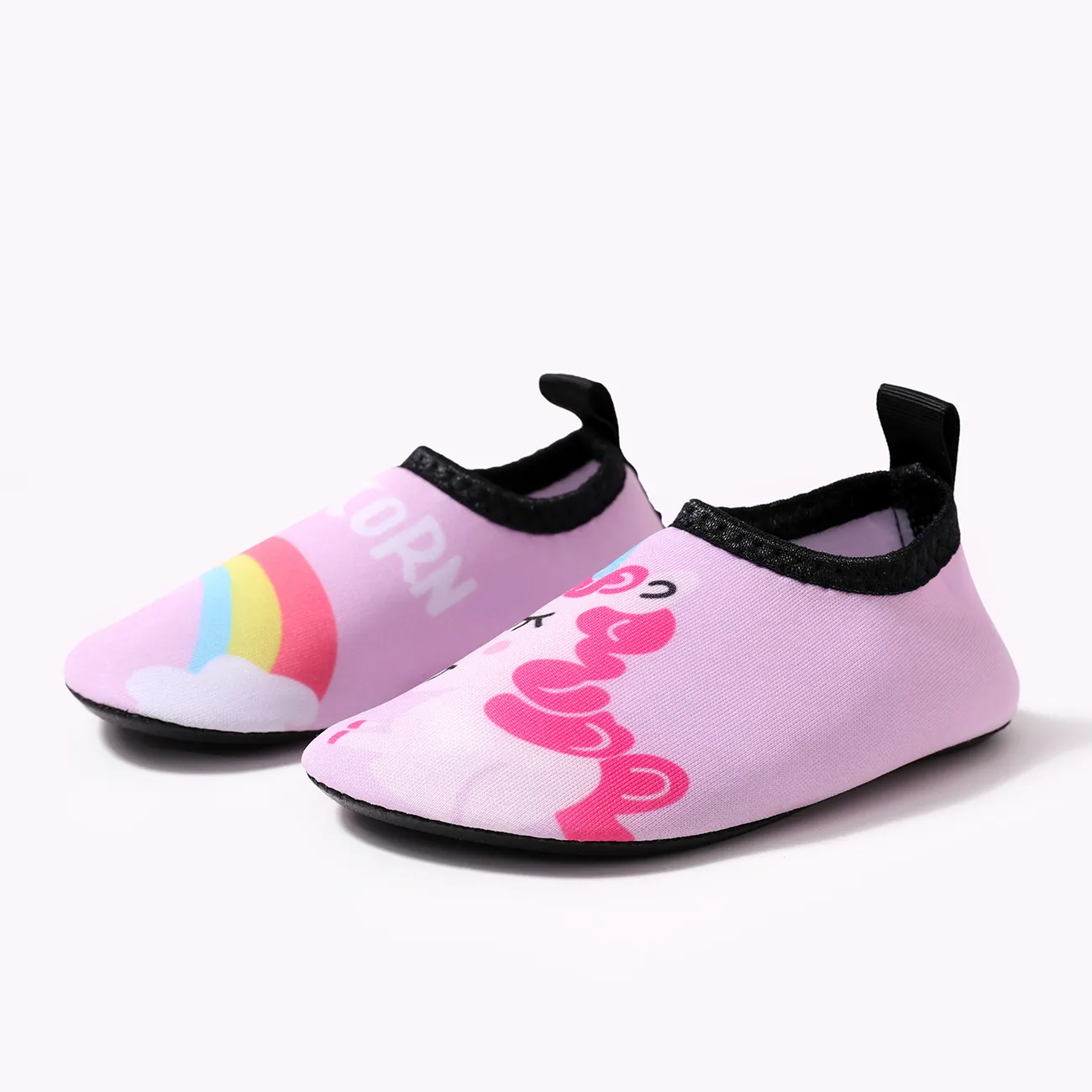 幼兒/兒童彩虹獨角獸字母恐龍圖案套穿式水鞋水襪 粉色 big image 1