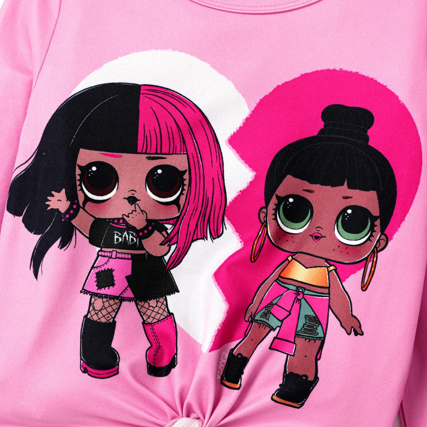 L.O.L. SURPRISE! Kid Girl 2pcs Knot Hem Long-sleeve Top and Allover Print Flared Pants Set   image 4
