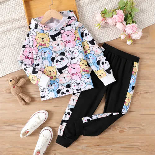 2PCS Kid Girl Childlike Animal Pattern Hooded Suit