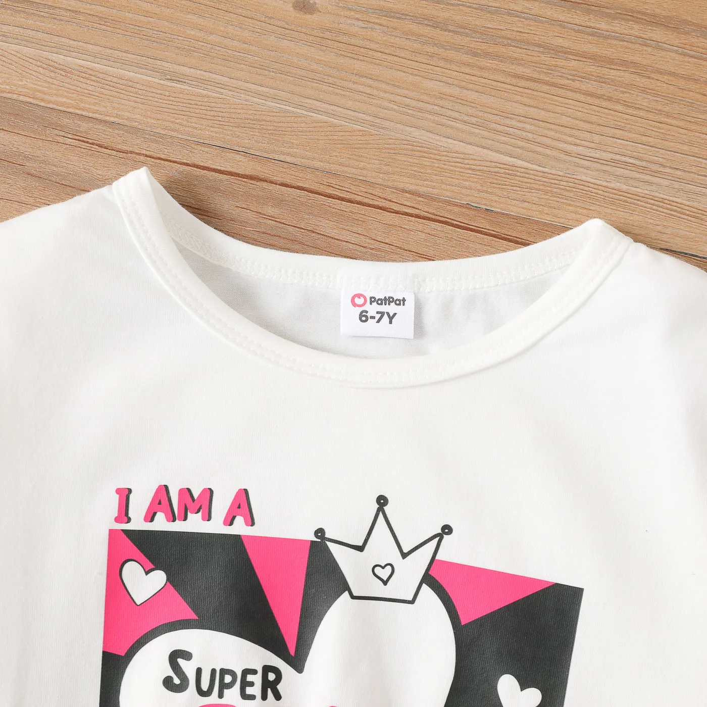 2pcs Kid Girl Heart-shaped Letter Pattern Set Black+White image 3