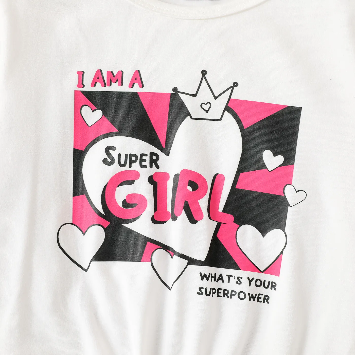2pcs Kid Girl Heart-shaped Letter Pattern Set Black+White image 4