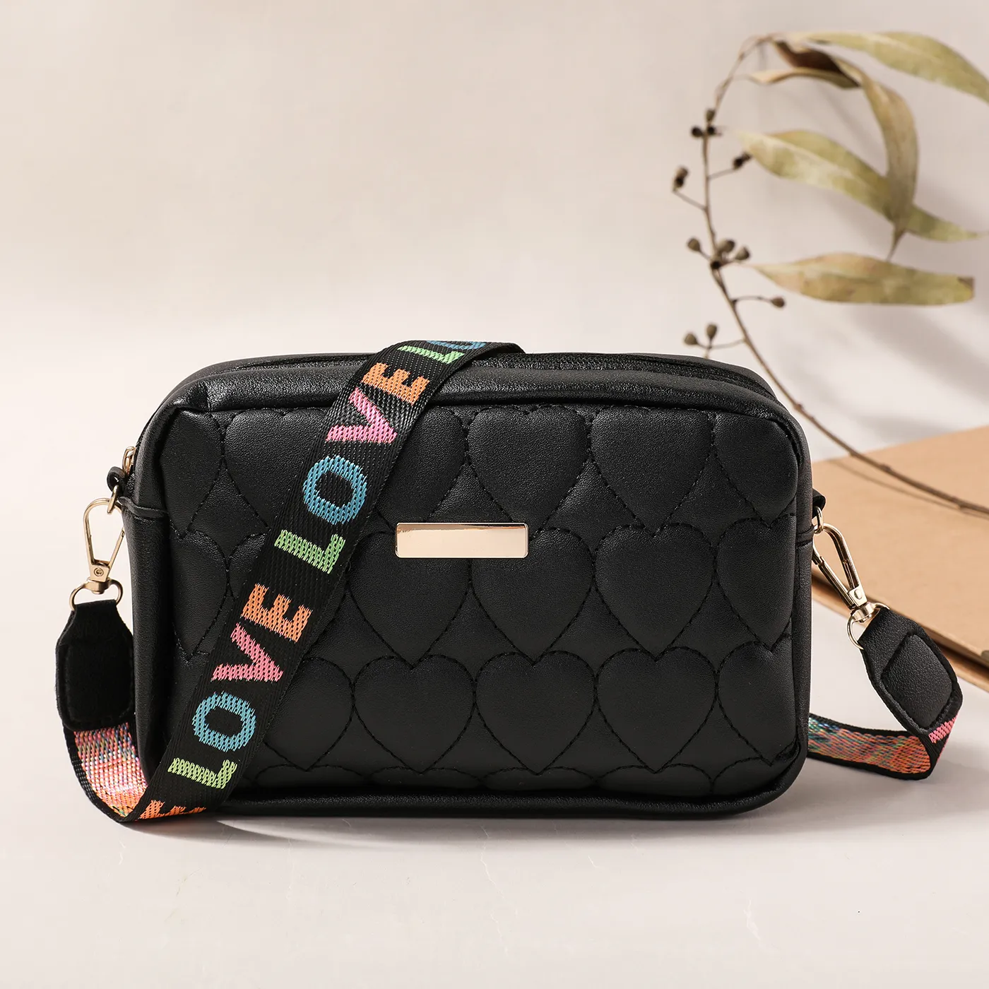 Toddler / Kid 2023 New Heart Embroidered Bag Daily Versatile Crossbody Shoulder Bag For Girl