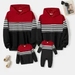 Family Matching Casual Color-block Stripes Print Long Sleeve Hooded Sweatshirts  image 2