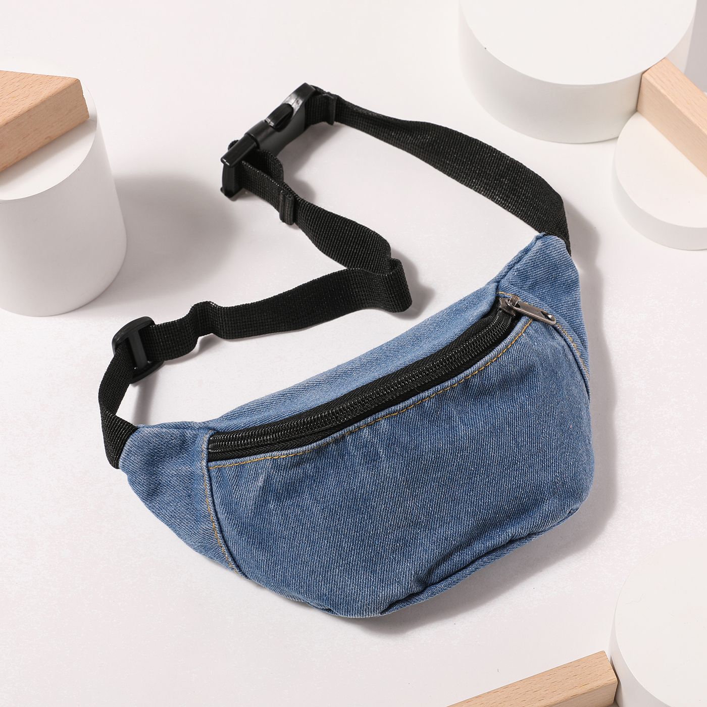 Children's Simple Washable Denim Pull Cord Small Chest Bag Wallet