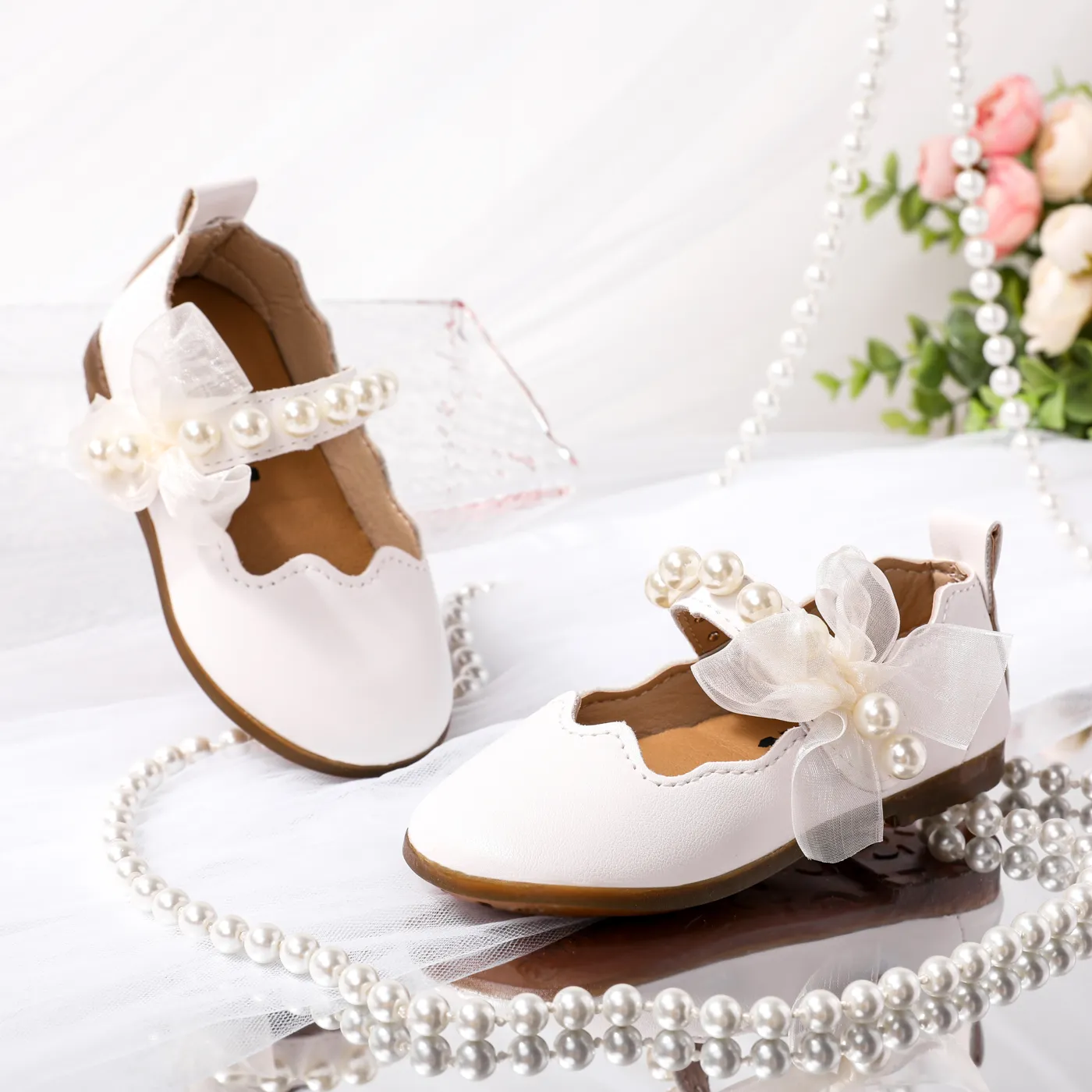 Toddler/Kid Bow Decor Velcro Non-slip Wear-resistant Pearl Soft Sole Shoes  image 5