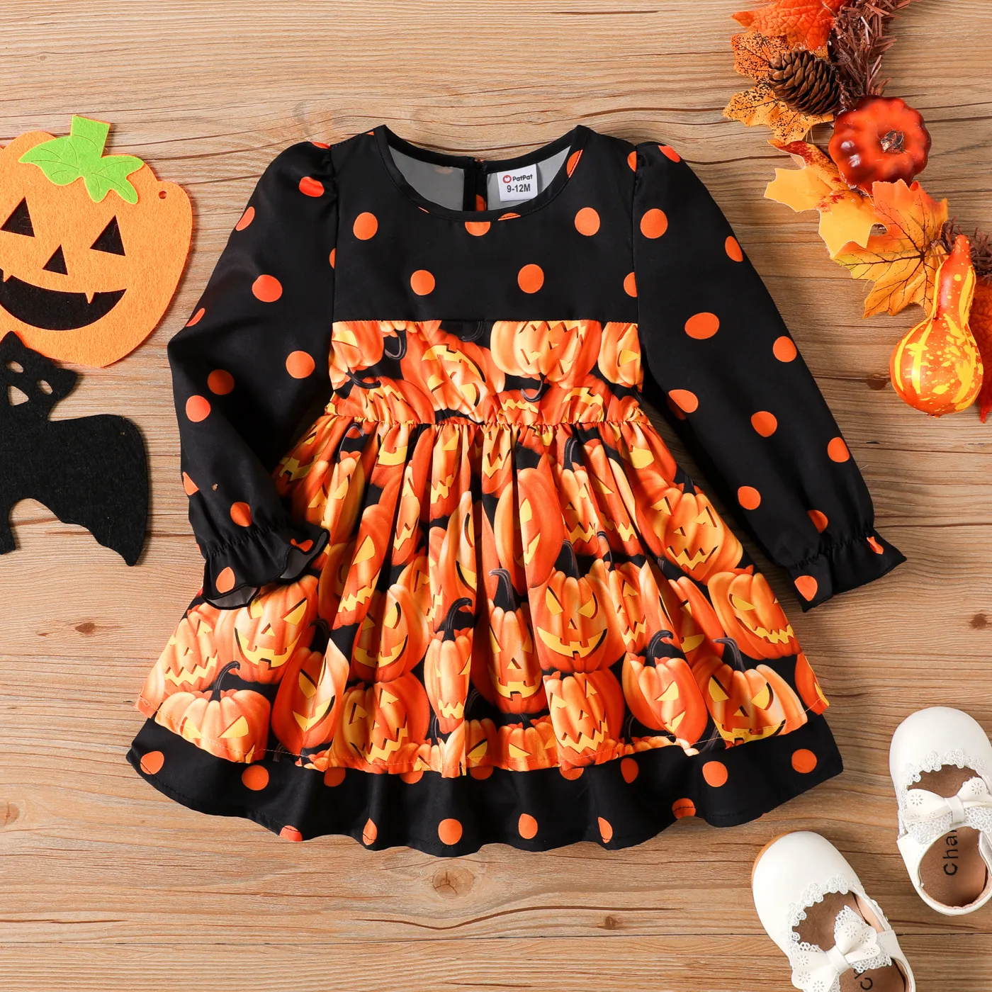 Baby Girl Halloween Childlike Long Sleeve Dress Set 