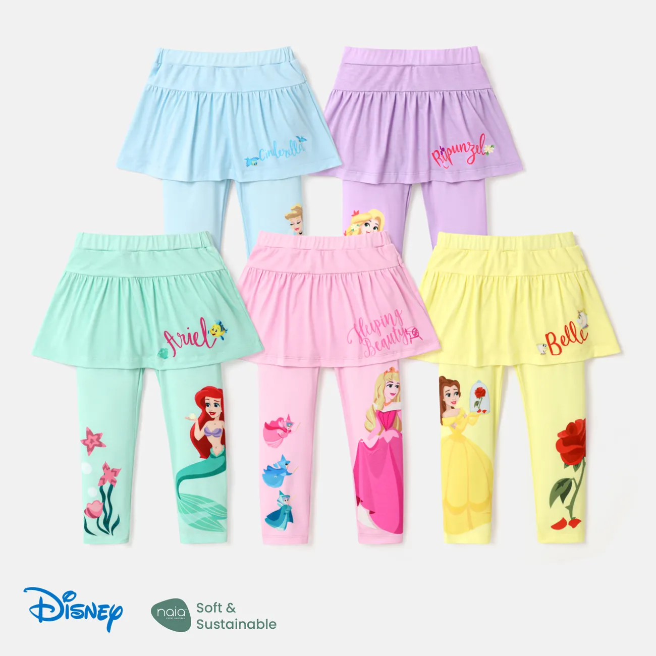 Disney Princess طماق & سروال & سروال التمهيد 2 - 6 سنوات حريمي بطبقات جلد صناعي شخصيات زهري big image 1