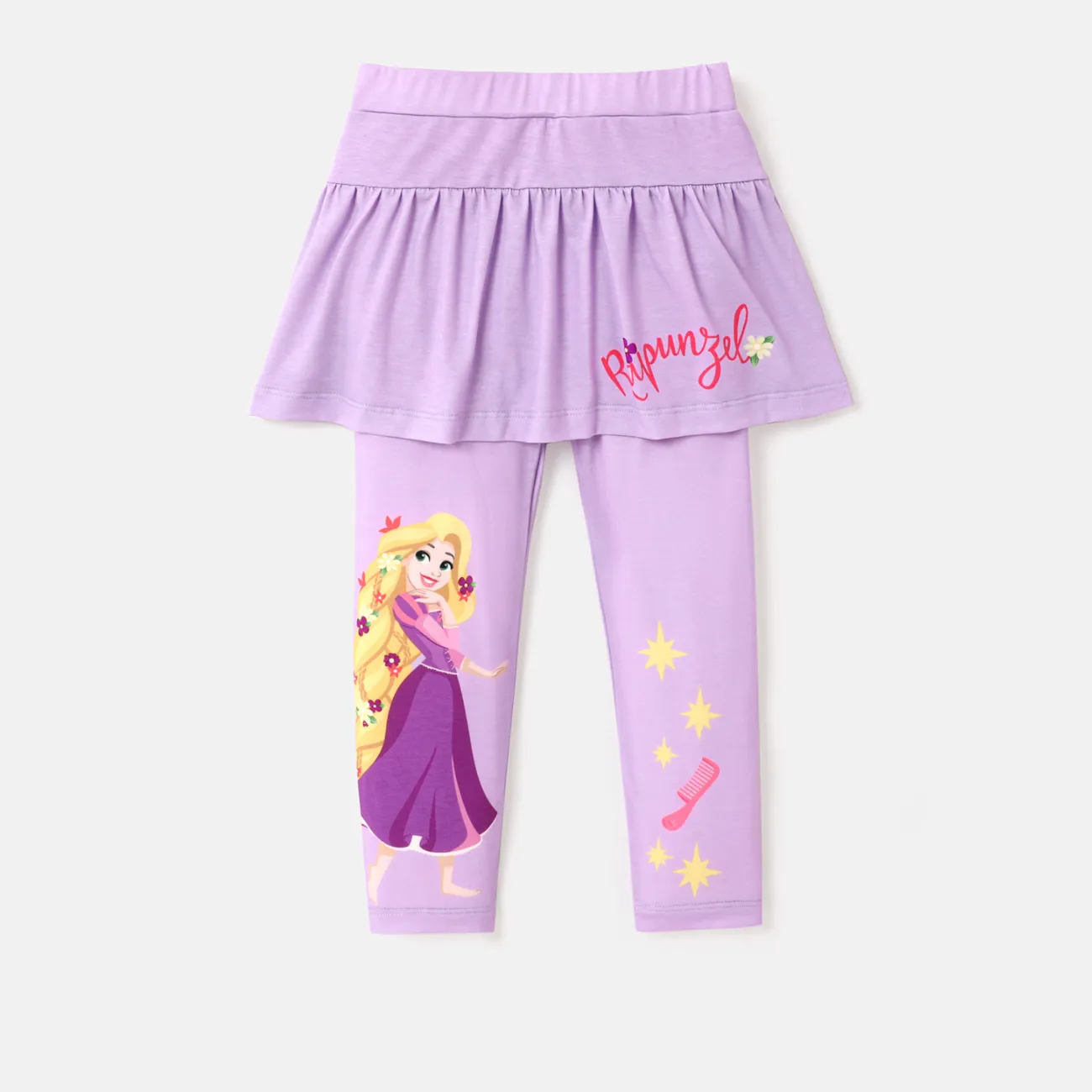 Disney Princess Toddler Girl Naia™ Character Print Ruffle Overlay 2 In 1 Leggings Purple big image 1