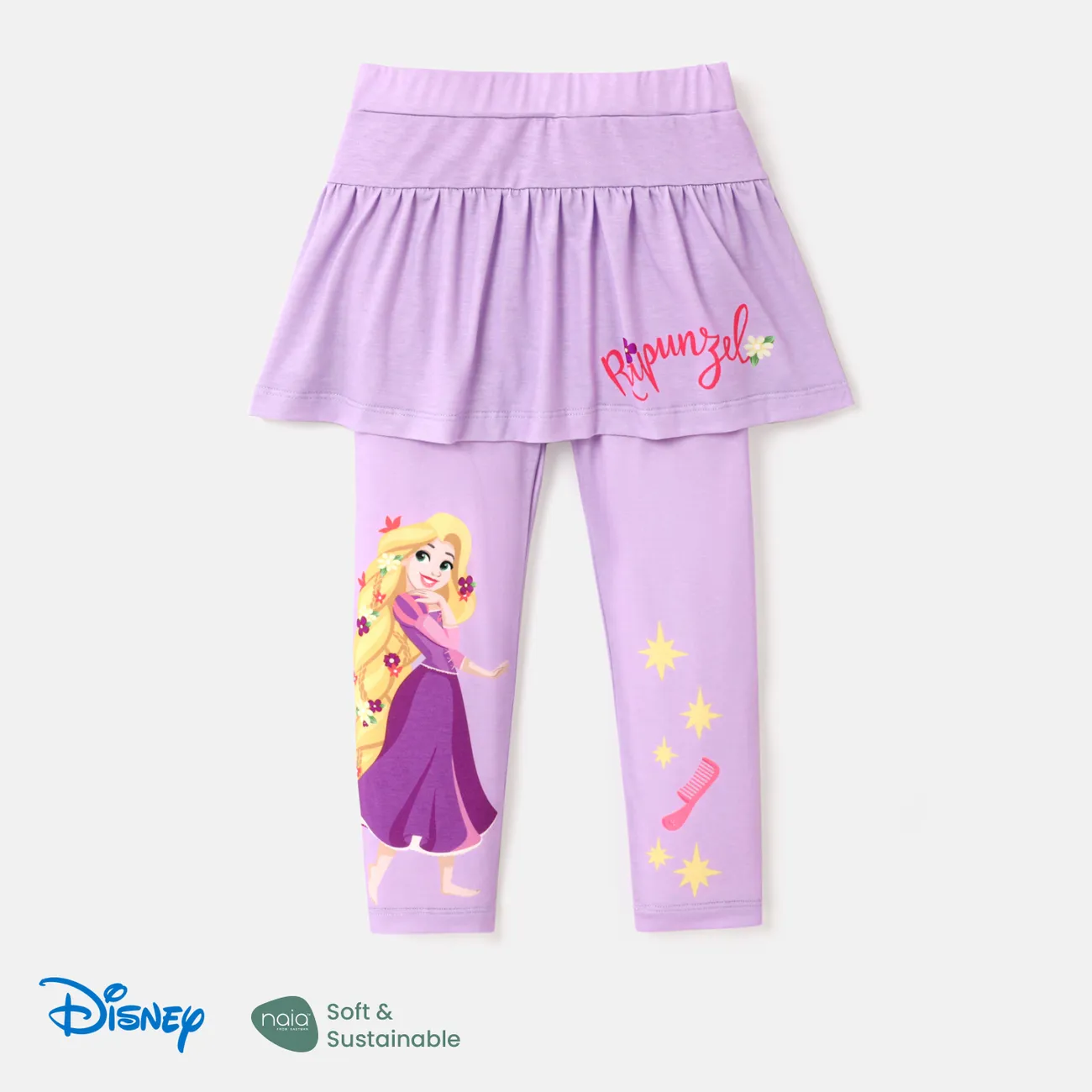 Disney Princess Criança Menina Peça dois em um Bonito Leggings/Slim-fit/Bootcut Roxa big image 1