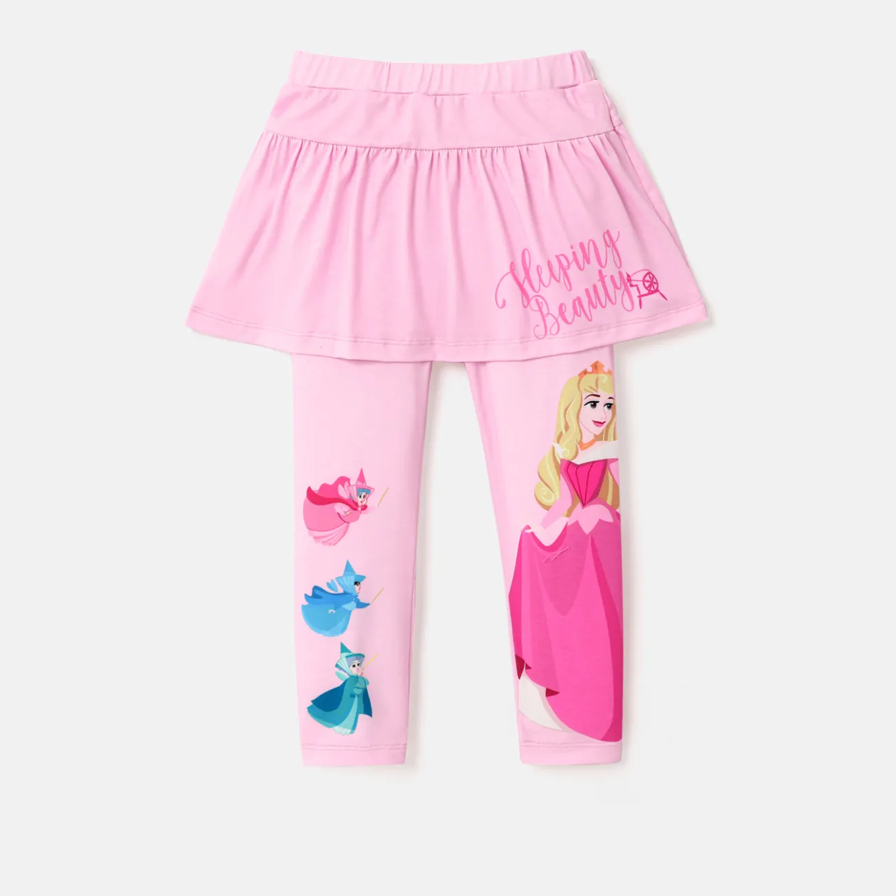 Disney Princess Criança Menina Peça dois em um Bonito Leggings/Slim-fit/Bootcut Rosa big image 1