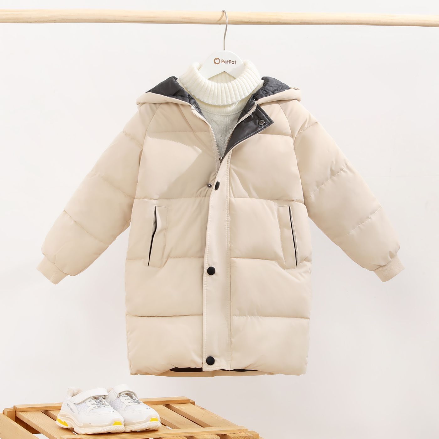 

Kid Boy/Girl Casual Solid Cotton-Padded Hooded Winter Coat