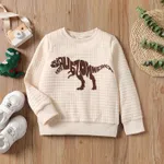 Kid Boy Childlike Dinosaur Letter Pattern Sweatshirt Beige