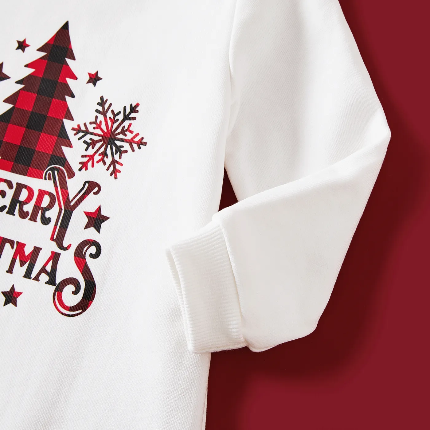 Family Matching Plaid Tree and Letter Print Long Sleeve Top White image 4