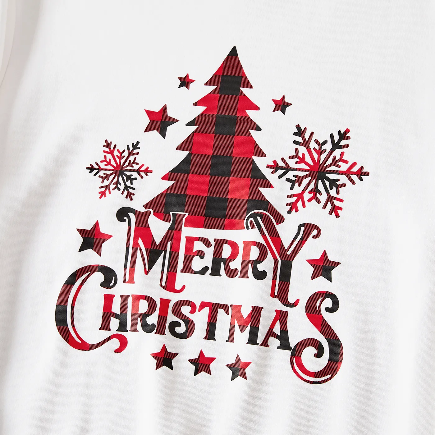 Family Matching Plaid Tree and Letter Print Long Sleeve Top White image 5