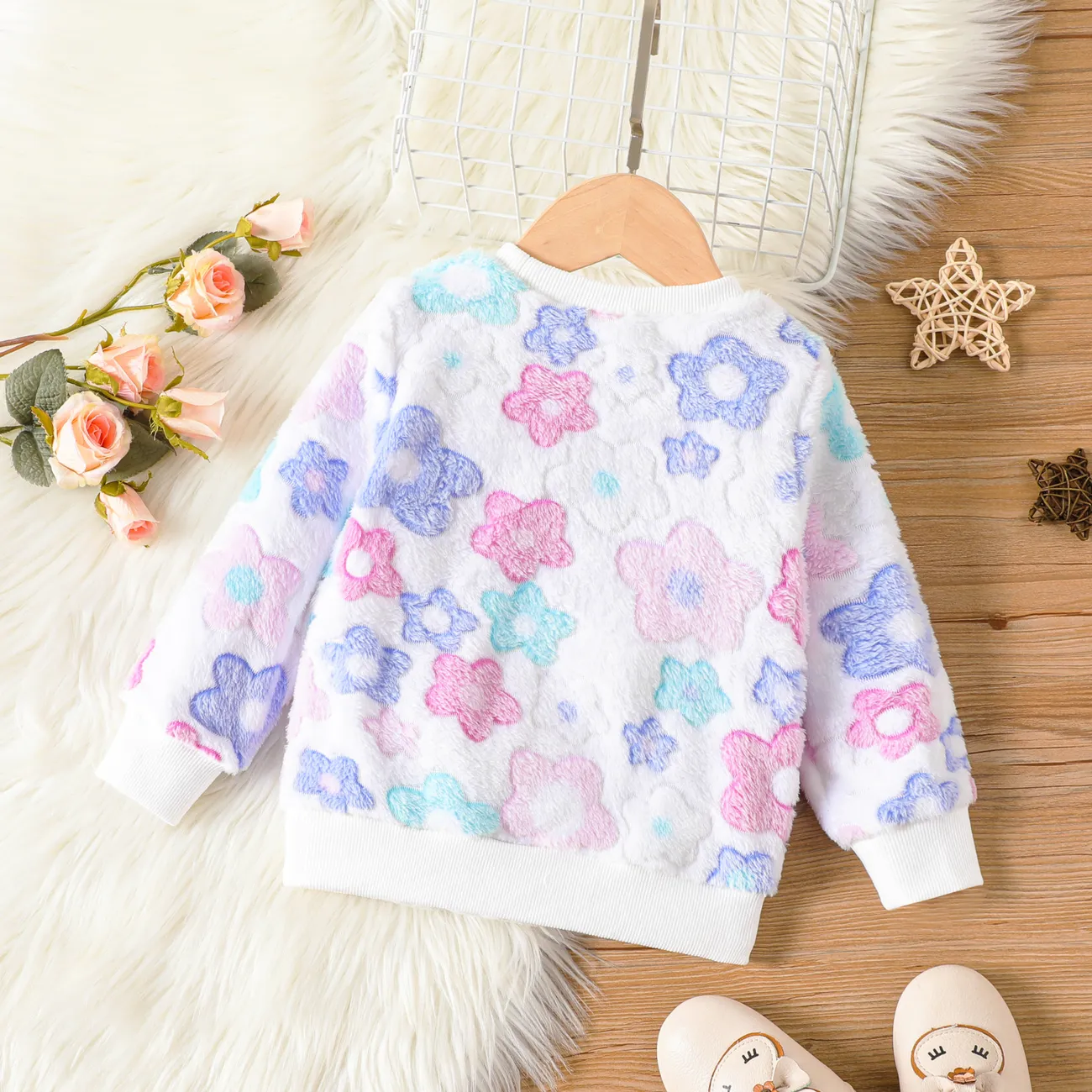 Toddler Girl Floral Sweatshirt/Top White big image 1