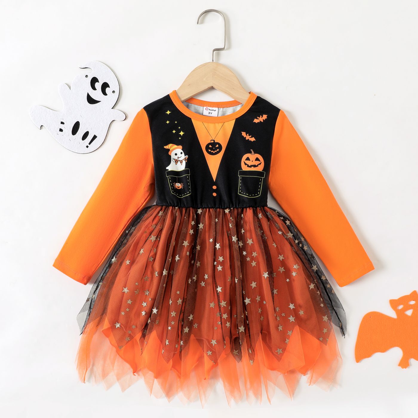 

Toddler Girl Halloween Symmetrical Hemline Mesh Fairy Dress