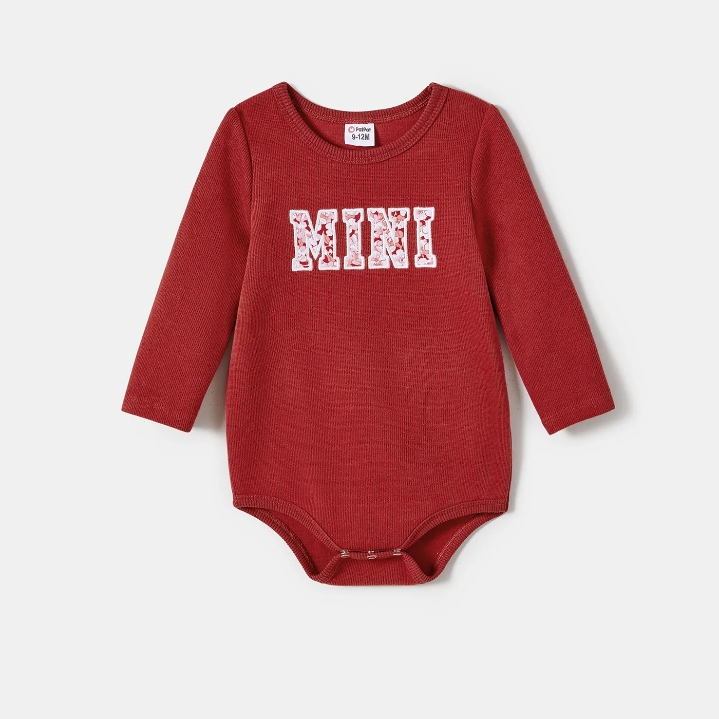 Mommy and Me Embroidery Letter Print Long Sleeve Sweatshirts Burgundy image 2