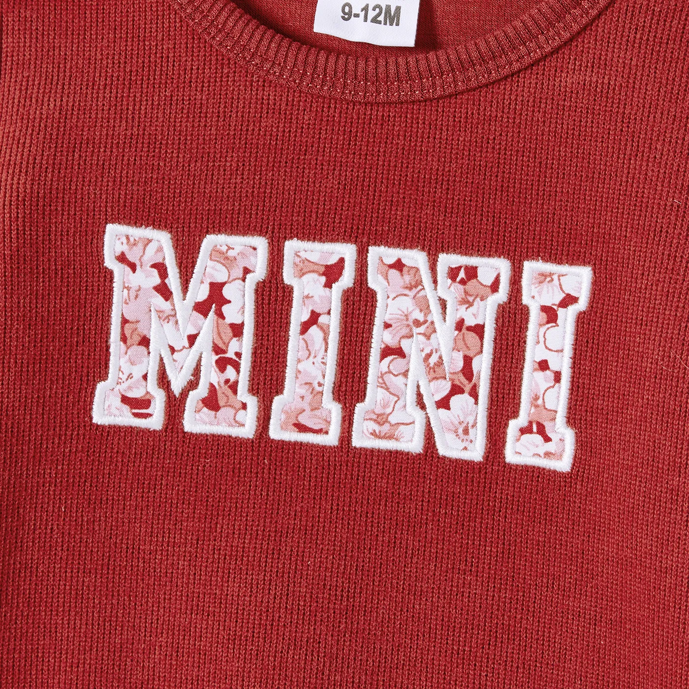 Mommy and Me Embroidery Letter Print Long Sleeve Sweatshirts Burgundy image 4
