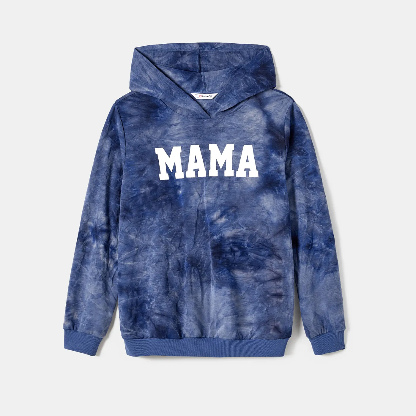 

Family Matching Casual Hooded Tie-dyed Letters Print Cotton Long-sleeve Tops