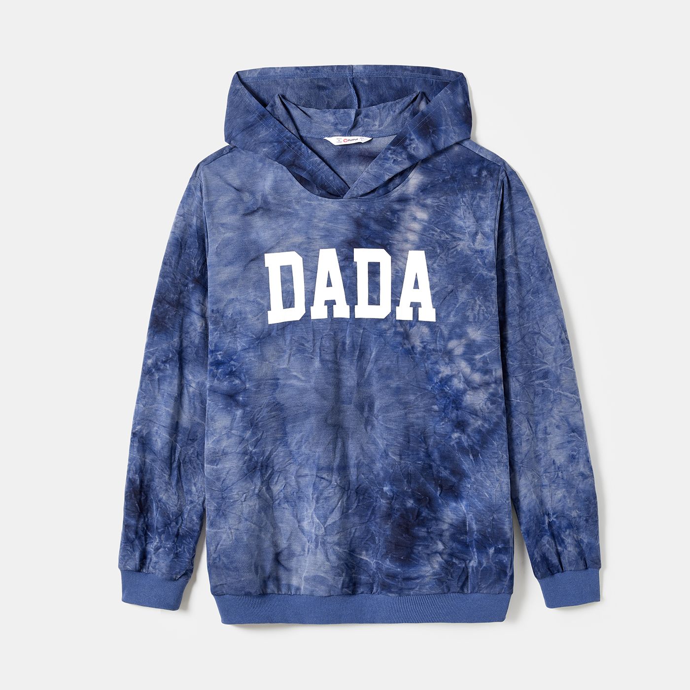 Family Matching Casual Hooded Tie-dyed Letters Print Cotton Long-sleeve Tops