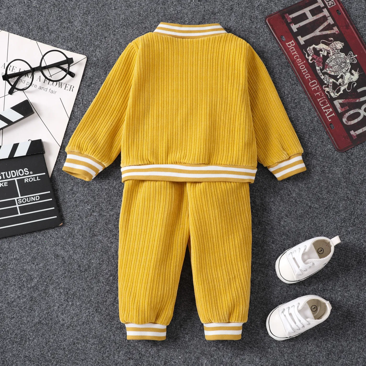 2PCS Baby Boy/Girl Casual Rainbow Long Sleeve Set  image 2