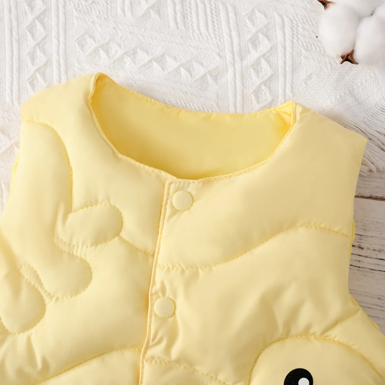 Toddler Boy/Girl Childlike Octopus Print Cotton-Padded Vest Coat Yellow big image 1