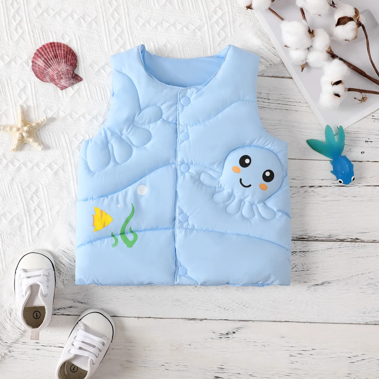 Toddler Unisex Infantil Marine Cotton Tops & Conjunto de Jaquetas  Azul big image 1