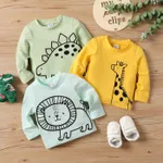 Baby Boy/Girl Childlike Animal Pattern Long-sleeved T-shirt Pale Green image 2