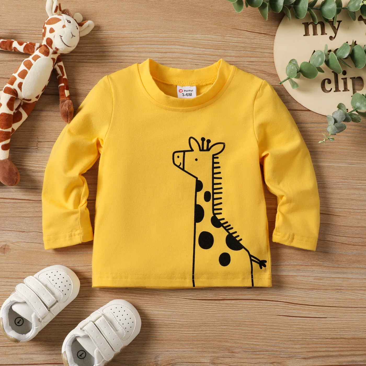 Baby Boy/Girl Childlike Animal Pattern Long-sleeved T-shirt Ginger
