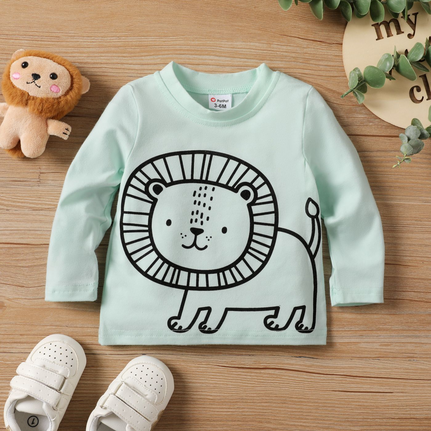 Baby Boy/Girl Childlike Animal Pattern Long-sleeved T-shirt