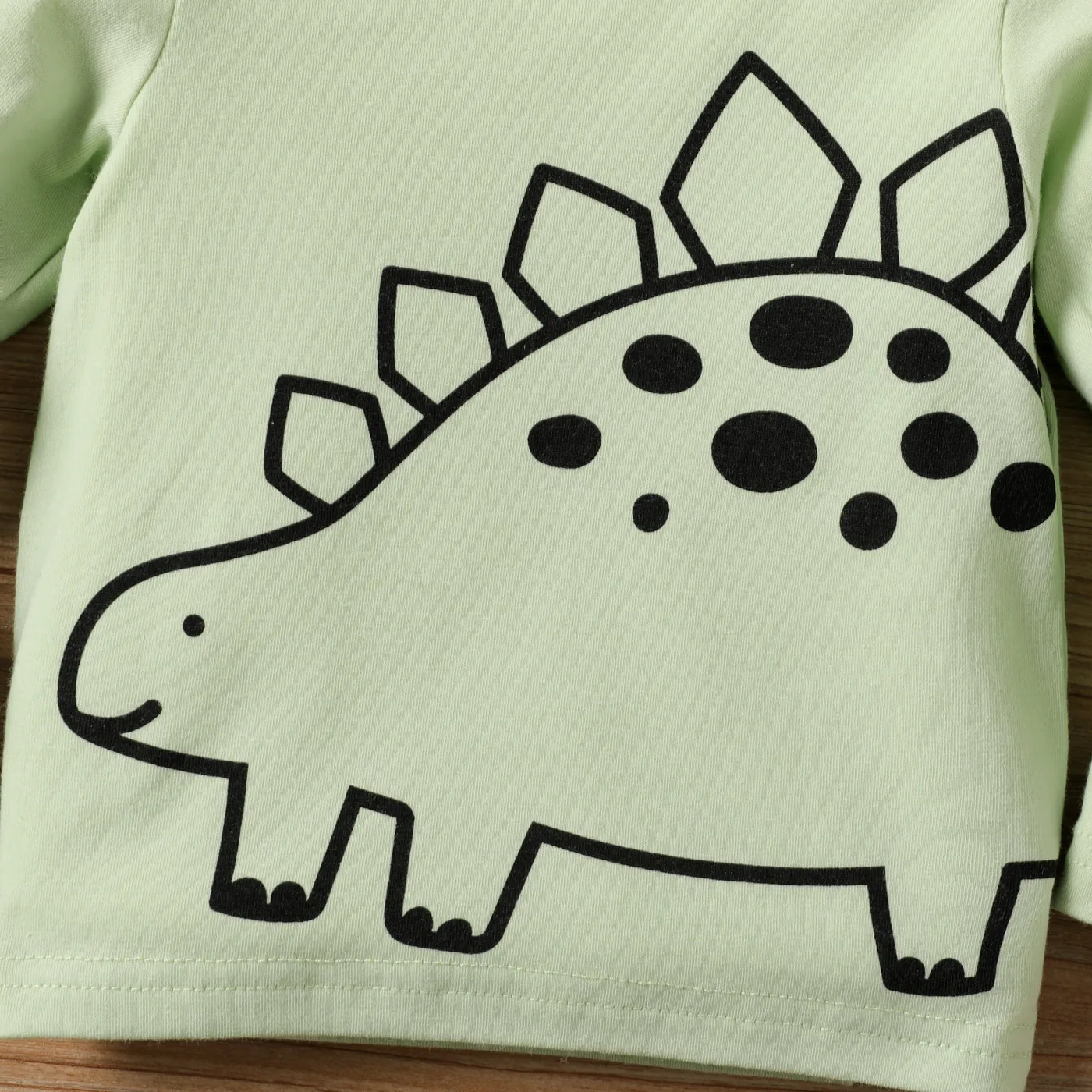 Baby Boy/Girl Childlike Animal Pattern Long-sleeved T-shirt Pale Green image 3