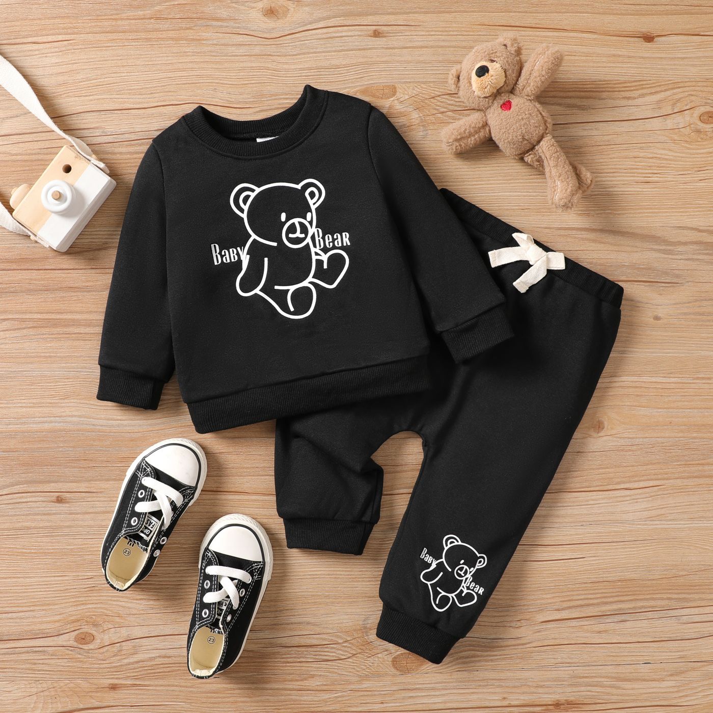 2pcs Baby Boy / Girl Animal Pattern Bear Manches Longues Set