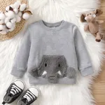 Baby Boy/Girl Fashionable Animal Pattern Tiger Patch Pocket Hoodie Flecked Grey