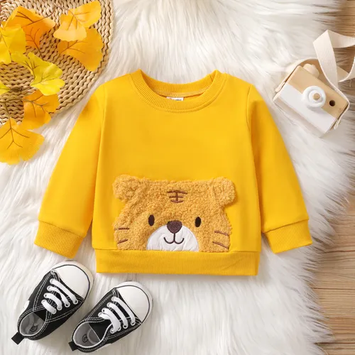 Bebé Unissexo Bolso cosido Tigre Infantil Manga comprida Sweatshirt