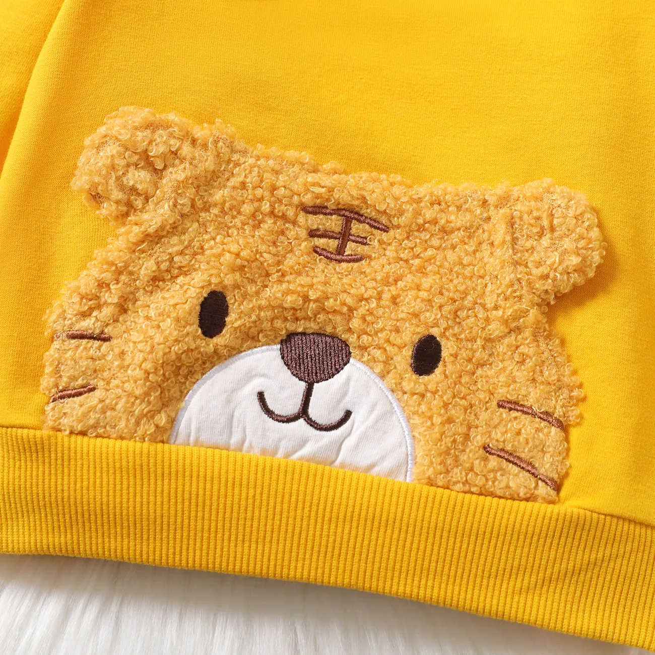 Bebé Unissexo Bolso cosido Tigre Infantil Manga comprida Sweatshirt Gengibre big image 1