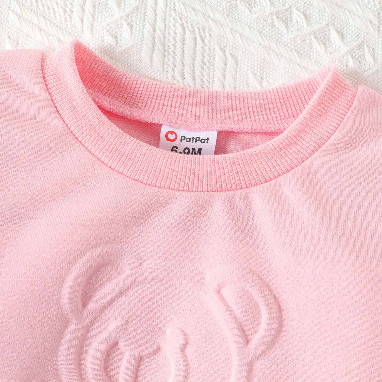 2pcs Baby Girl Letters & Bear Graphic Long-sleeve Sweatshirt and Solid Pants Set Pink big image 1