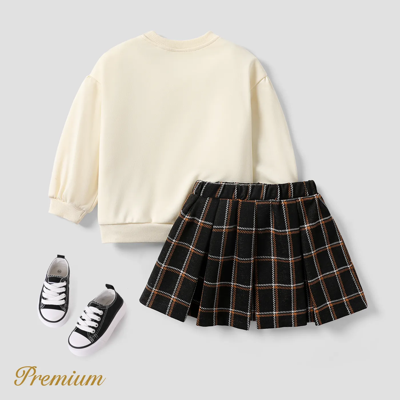 2pcs Cotton Blend  Medium Thick School Toddler Girl  Dress Set with Pleat  image 5