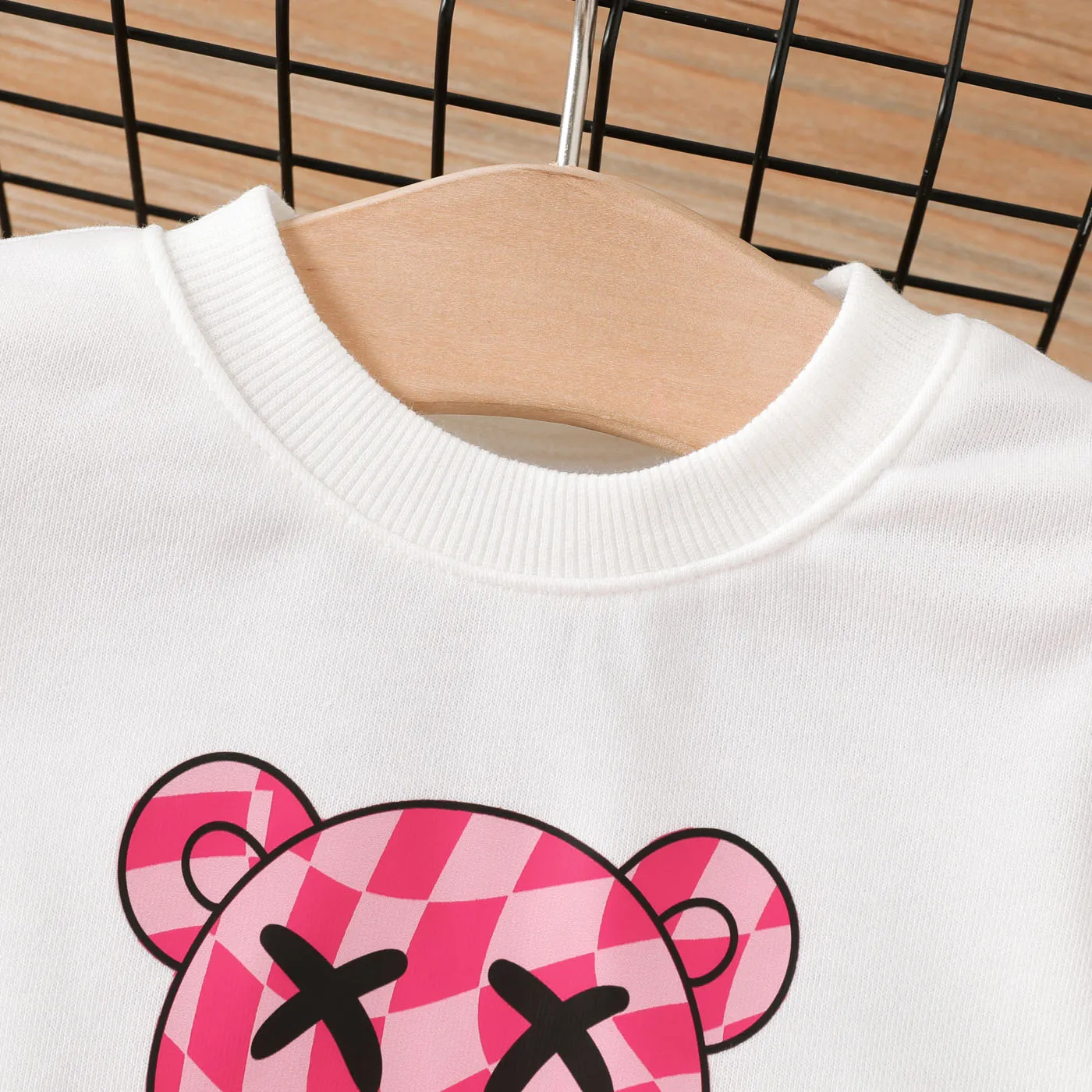 2PCS Baby Girl Cute Hyper-Tactile Bear Sets Hot Pink image 3