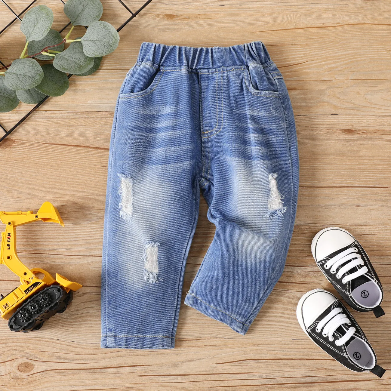 Baby Boy/Girl Basic Ripped Denim Jeans DENIMBLUE big image 1