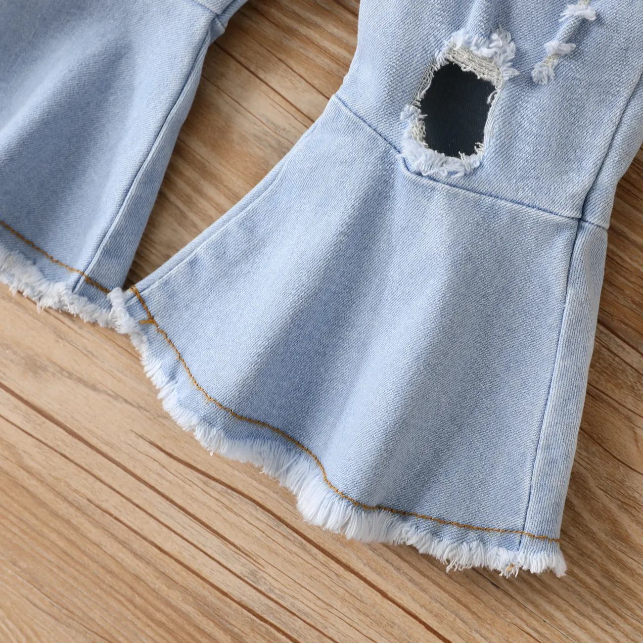 Baby Girl Denim Ripped Flared Jeans  DENIMBLUE big image 1