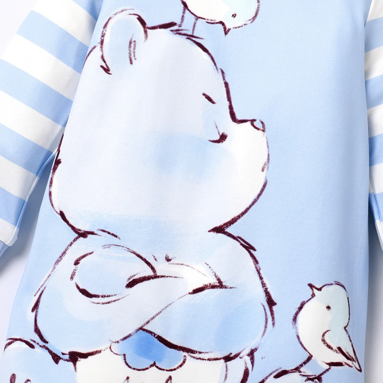 Ursinhos Carinhosos Bebé Unissexo Botão Urso Infantil Manga comprida Macacão Azul big image 1