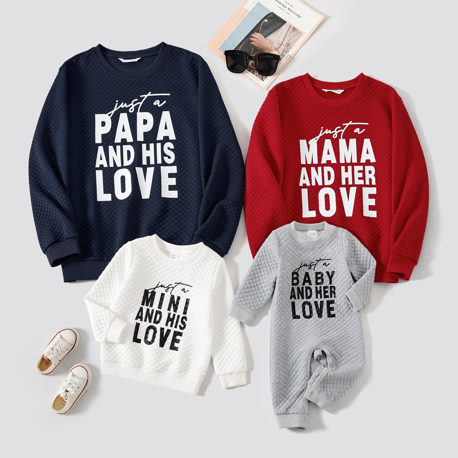 

Family Matching Letter Print Long-sleeve Tops