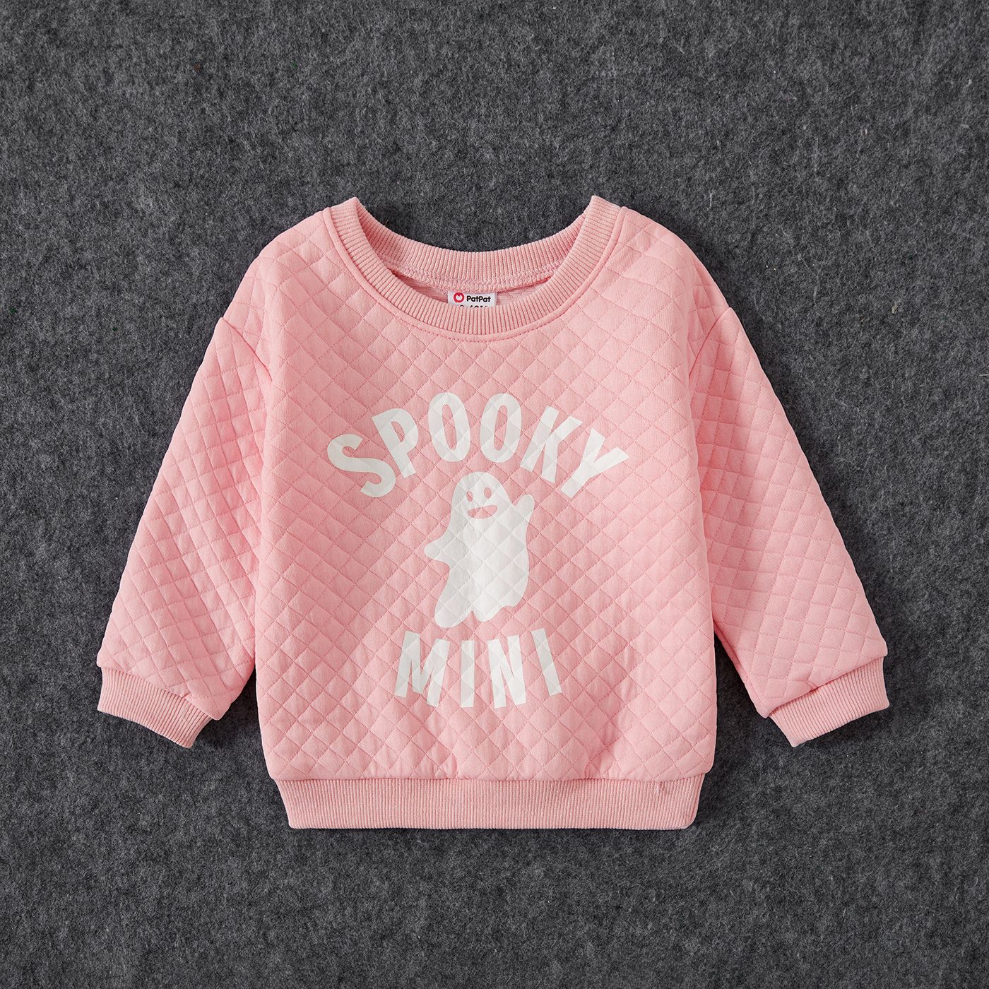 Halloween Family Matching Glow in the Dark Pink Letter & Ghost Print Tops