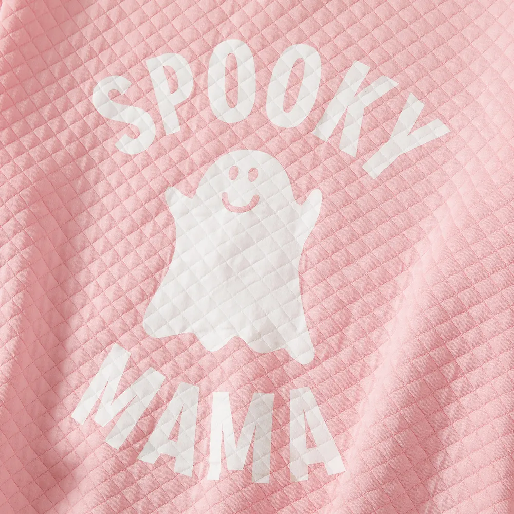Halloween Family Matching Glow in the Dark Pink Letter & Ghost Print Tops big image 15