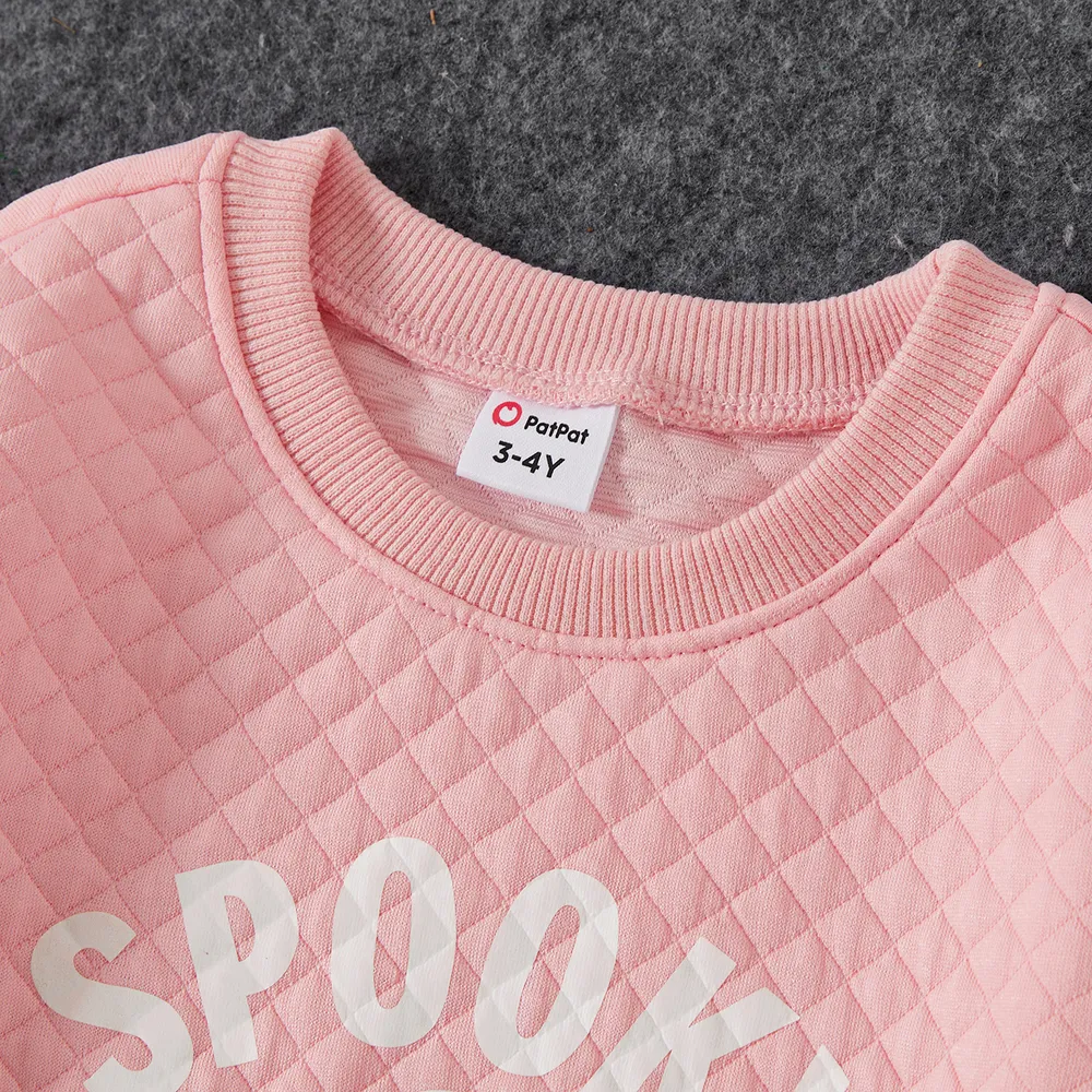 Halloween Family Matching Glow in the Dark Pink Letter & Ghost Print Tops big image 10