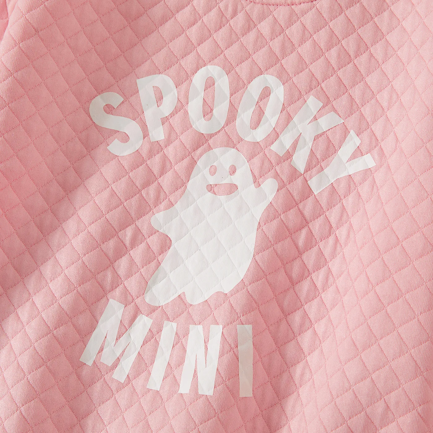 Halloween Family Matching Glow in the Dark Pink Letter & Ghost Print Tops  big image 7