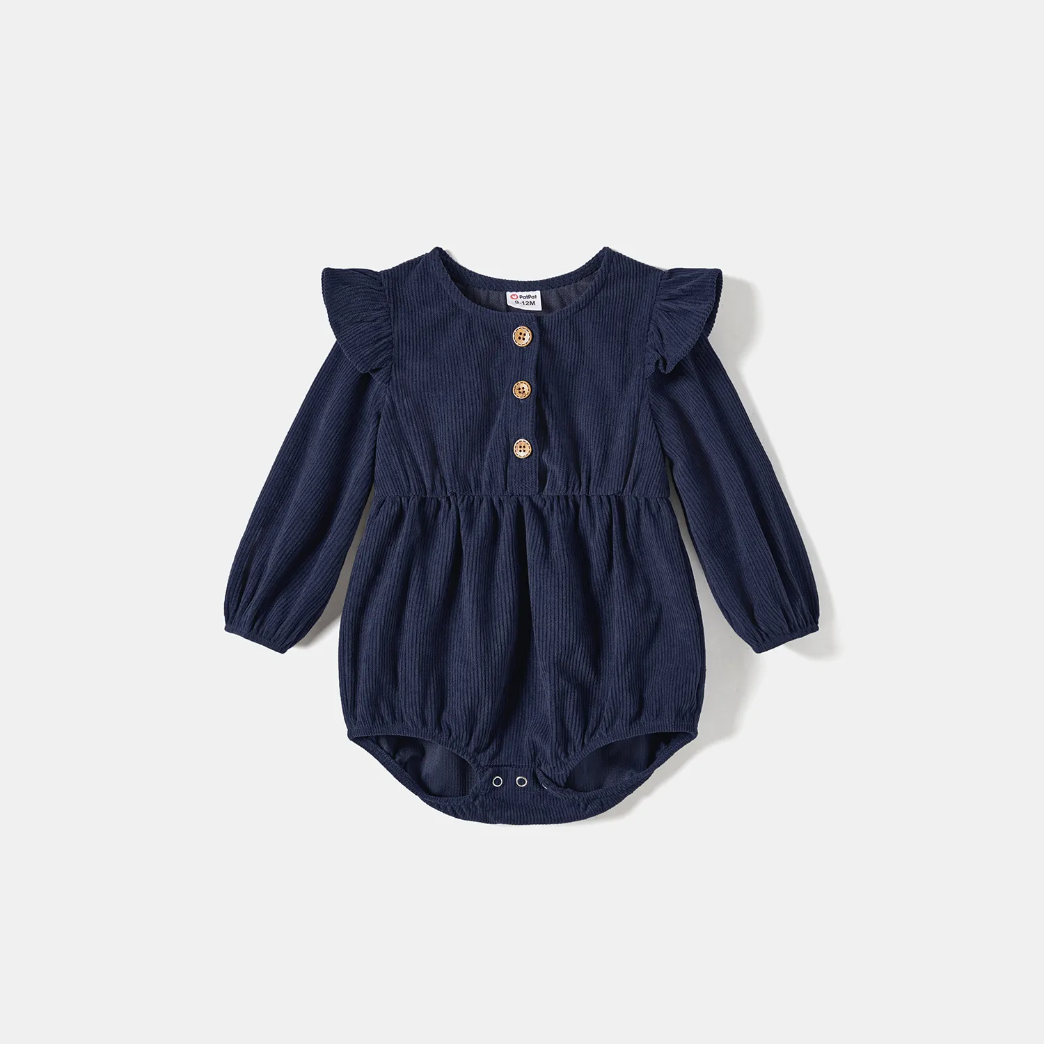 Family Matching Cotton Ribbed Long-sleeve Colorblock Dresses and Striped Tops Sets  big image 1