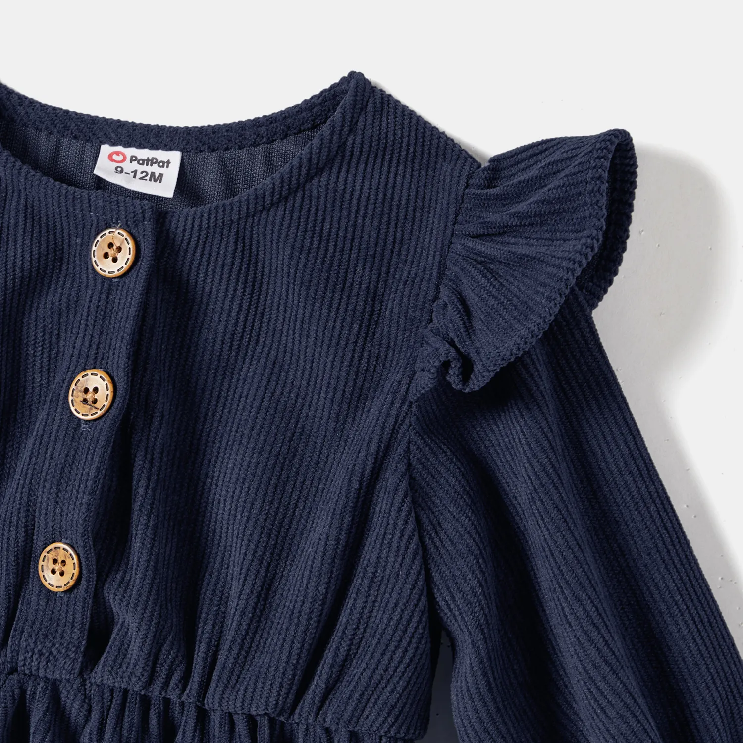 Family Matching Cotton Ribbed Long-sleeve Colorblock Dresses and Striped Tops Sets  image 3