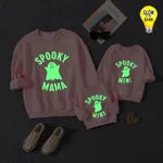 Halloween Family Matching Glow in the Dark Pink Letter & Ghost Print Tops  image 3
